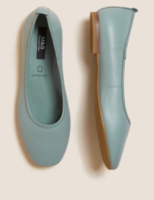 

Womens M&S Collection Leather Ballet Pumps - Soft Green, Soft Green
