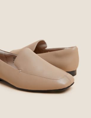 

M&S Collection Mocasines de piel planos de ancho especial con puntera cuadradaWomens - Mid Grey, Mid Grey