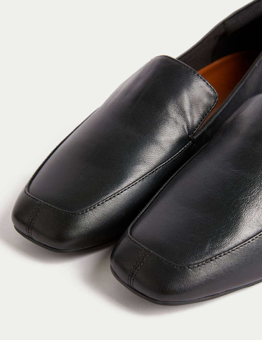 Wide Fit Leather Square Toe Flat Loafers image 2