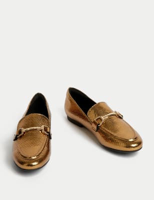 Metallic Snake Flat Loafers