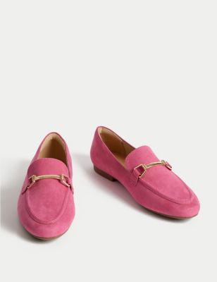 M&S Womens Trim Detail Slip On Flat Loafers - 3 - Pink, Pink,Black