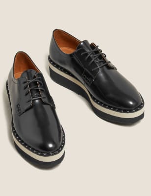 Patent Lace Up Flatform Brogues, M&S Collection