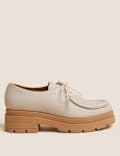 Leather Lace Up Block Heel Brogues