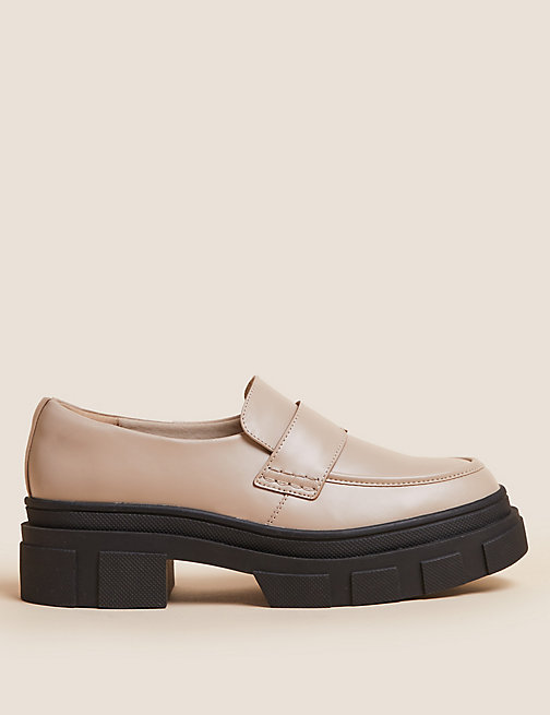 Marks And Spencer Womens M&S Collection Chunky Flatform Loafers - Stone, Stone