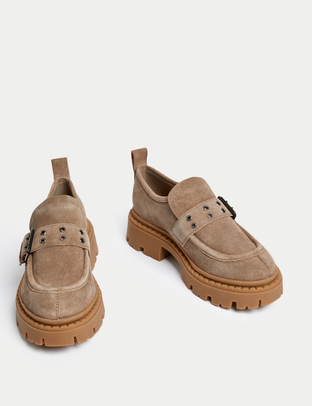 Suede Buckle Chunky Loafers image 2