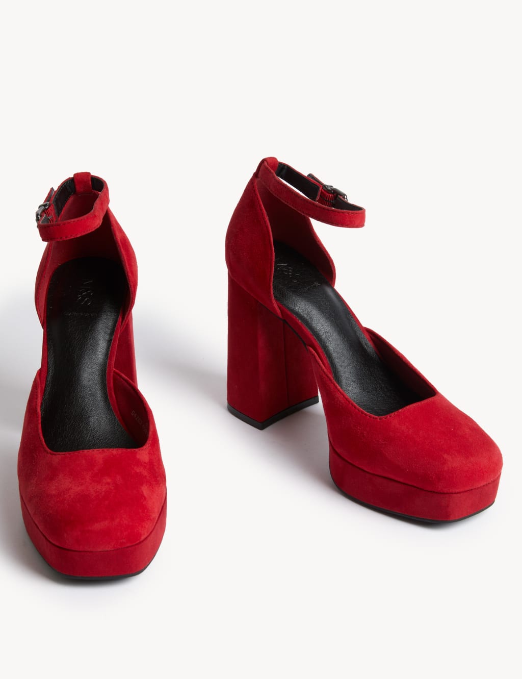 Suede Ankle Strap Platform Square Toe Heels image 2