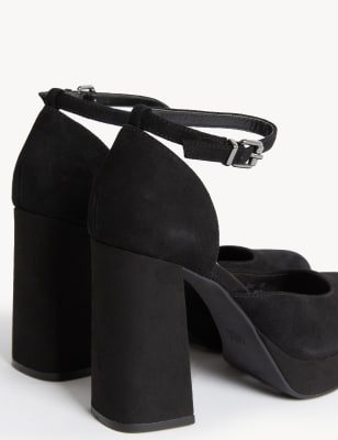 Square strap online heels