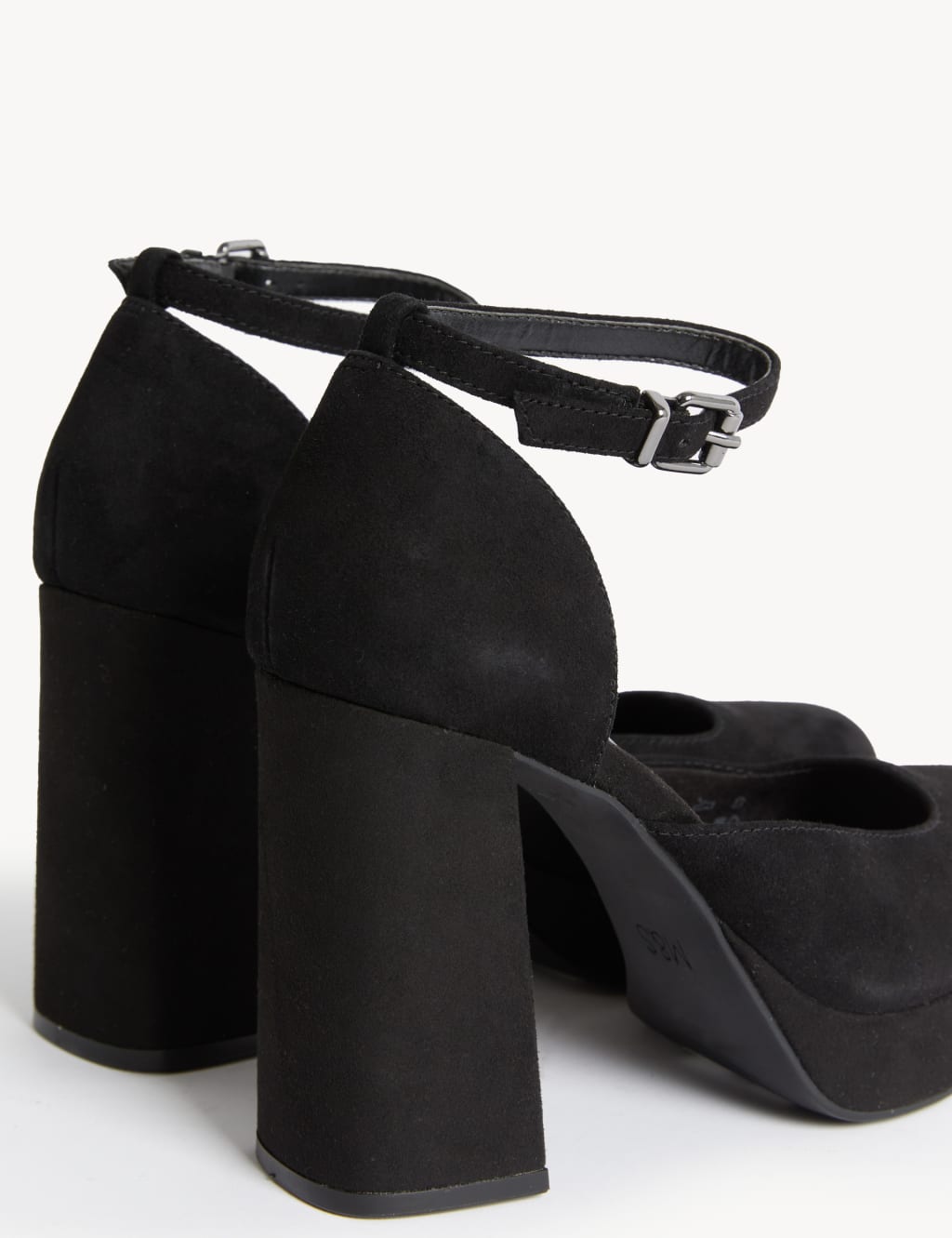 Suede Ankle Strap Platform Square Toe Heels image 3