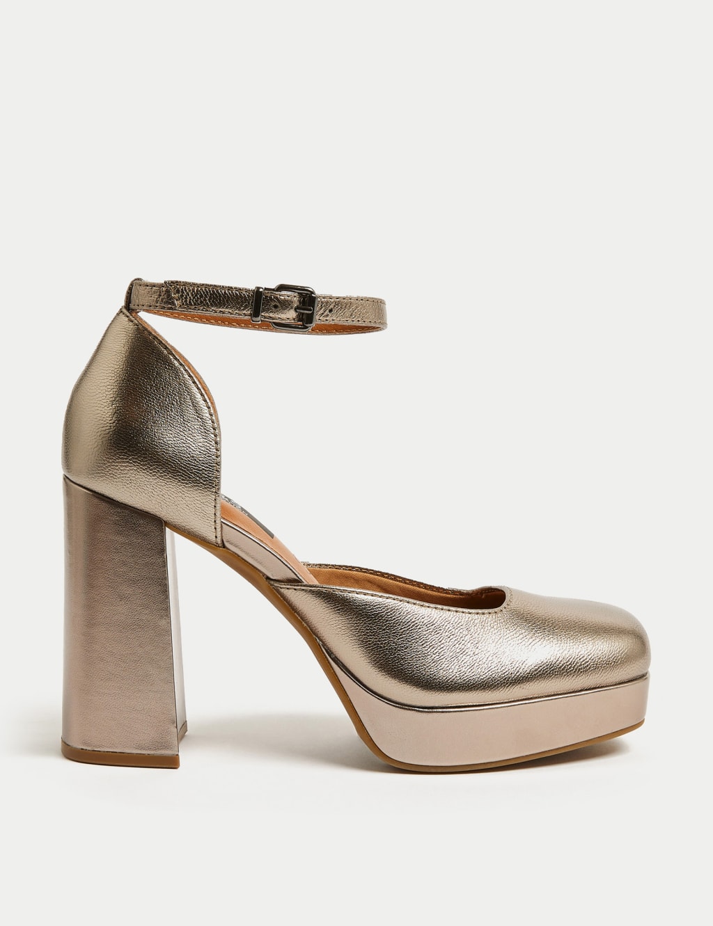 Leather Ankle Strap Platform Court Shoes image 1