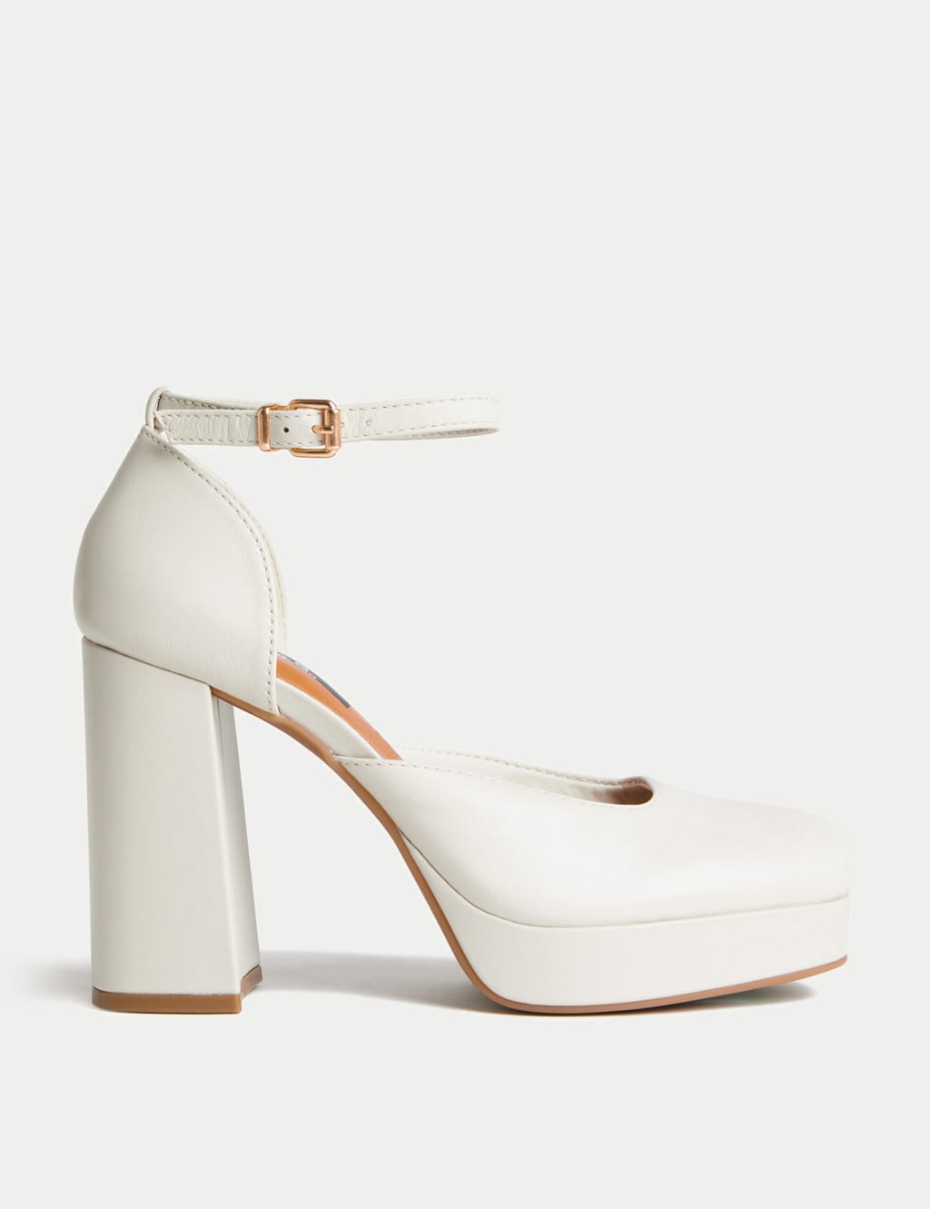 Leather Ankle Strap Platform Court Shoes