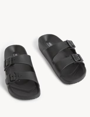 Black 2025 footbed sliders