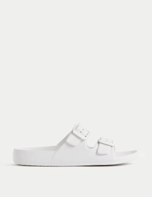 

Womens M&S Collection Buckle Footbed Sliders - White, White