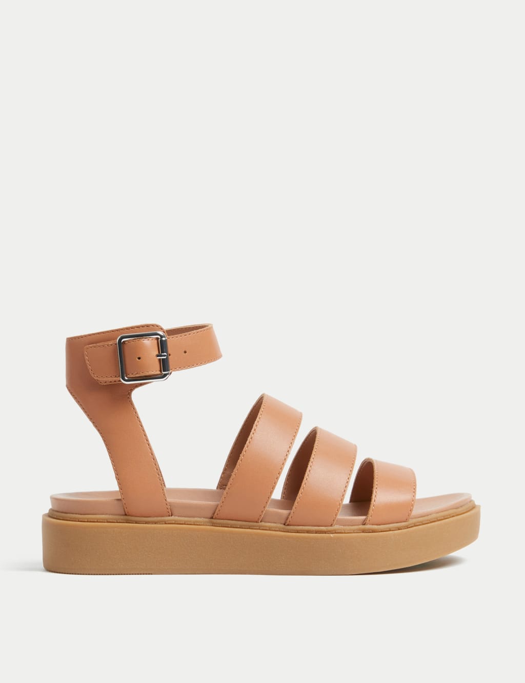 Leather Ankle Strap Flat Sandals image 1