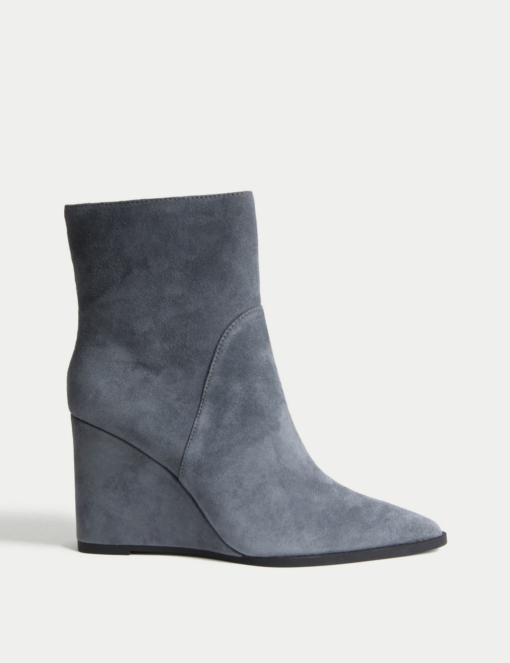 Suede Wedge Pointed Ankle Boots image 1