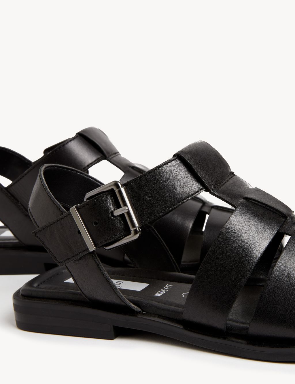 Wide Fit Leather Ankle Strap Flat Sandals image 2