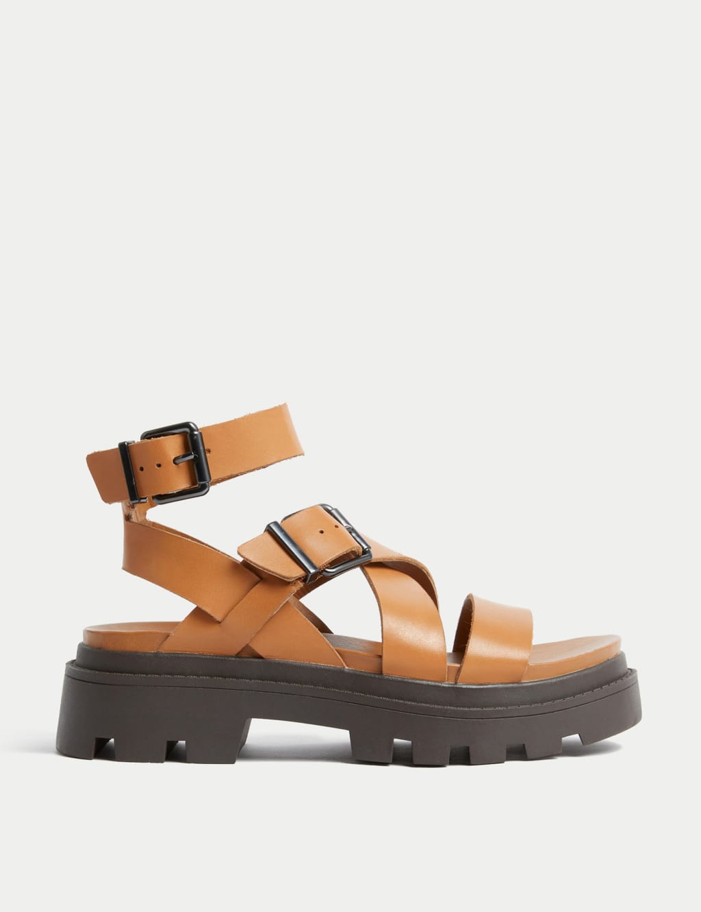 Wide Fit Leather Buckle Ankle Strap Sandals image 1