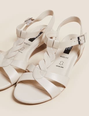 

M&S Collection Sandalias con cuña de ancho especial con tira al tobillo de pielWomens - Stone, Stone