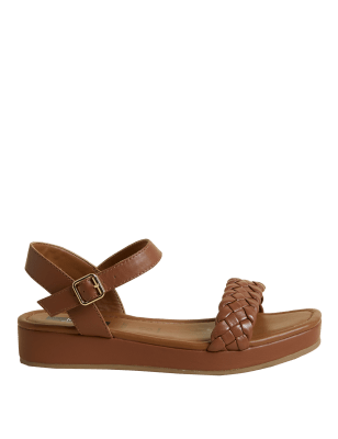 

Womens M&S Collection Wide Fit Leather Ankle Strap Sandals - Tan, Tan