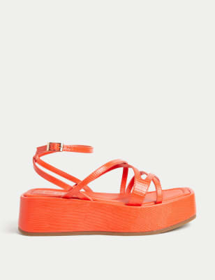 

Womens M&S Collection Strappy Flatform Sandals - Tangerine, Tangerine