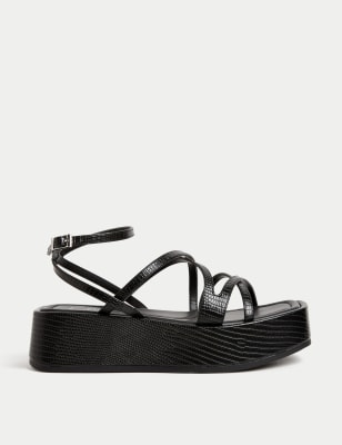 

Womens M&S Collection Strappy Flatform Sandals - Black Mix, Black Mix