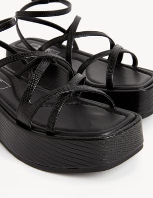 Platform black strappy sandals new arrivals