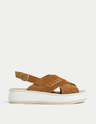 

M&S Collection Sandalias de ante cruzadas con plataforma planaWomens - Tan, Tan