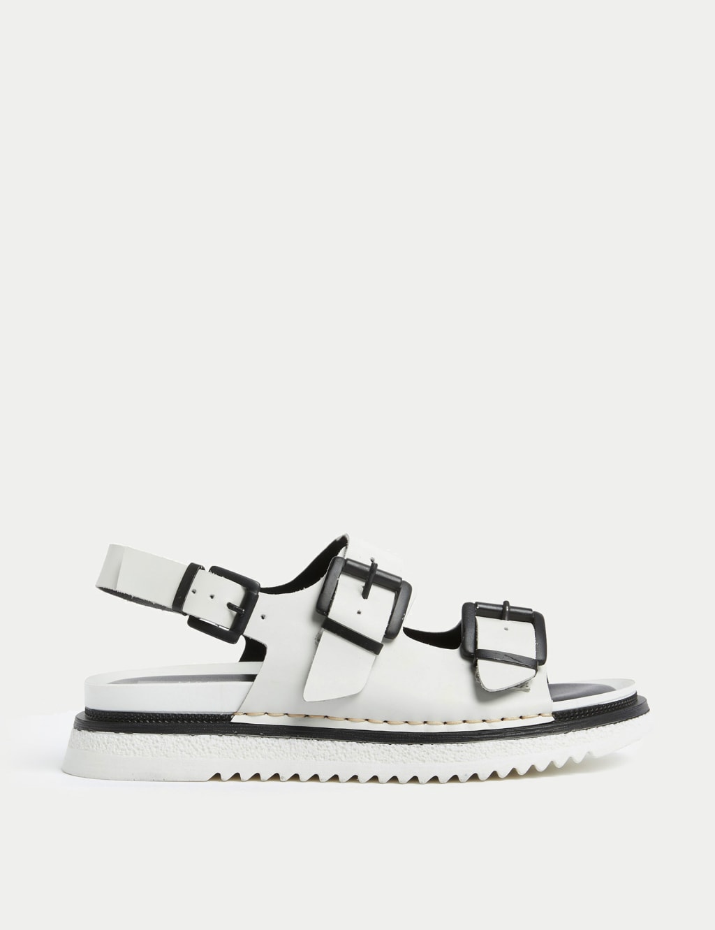 Leather Buckle Flatform Sandals image 1
