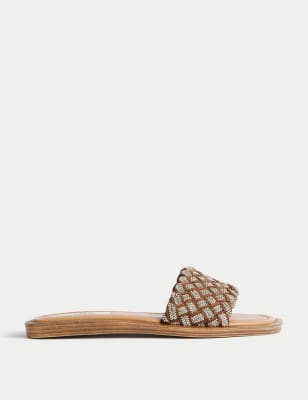 Woven Sparkle Flat Sliders