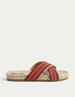 Woven Crossover Flat Espadrilles