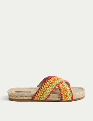 Woven Crossover Flat Espadrilles