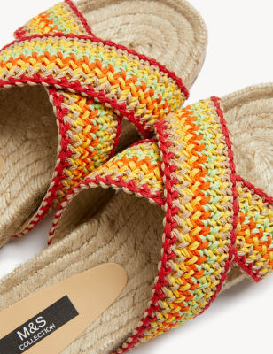 Woven Crossover Flat Espadrilles