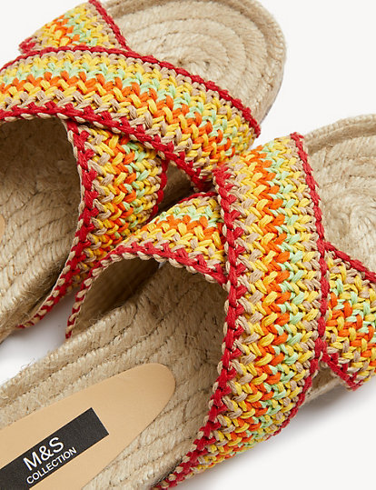 Woven Crossover Flat Espadrilles