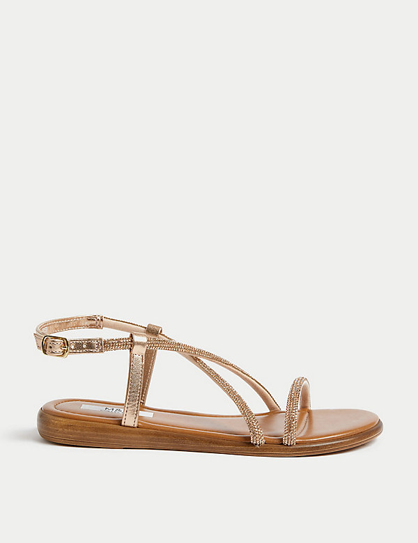 Sparkle Strappy Flat Sandals - US