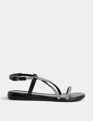 

Womens M&S Collection Sparkle Strappy Flat Sandals - Black, Black