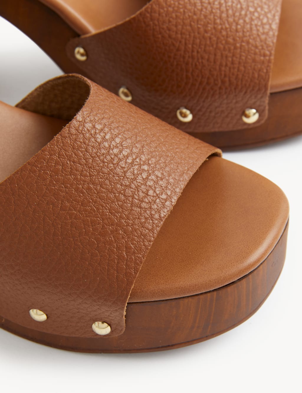 Leather Studded Buckle Platform Clogs image 2