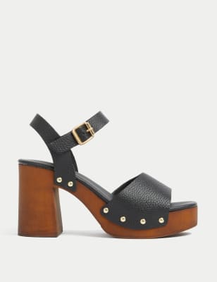 Leather Studded Buckle Platform Clogs | M&S Collection | M&S