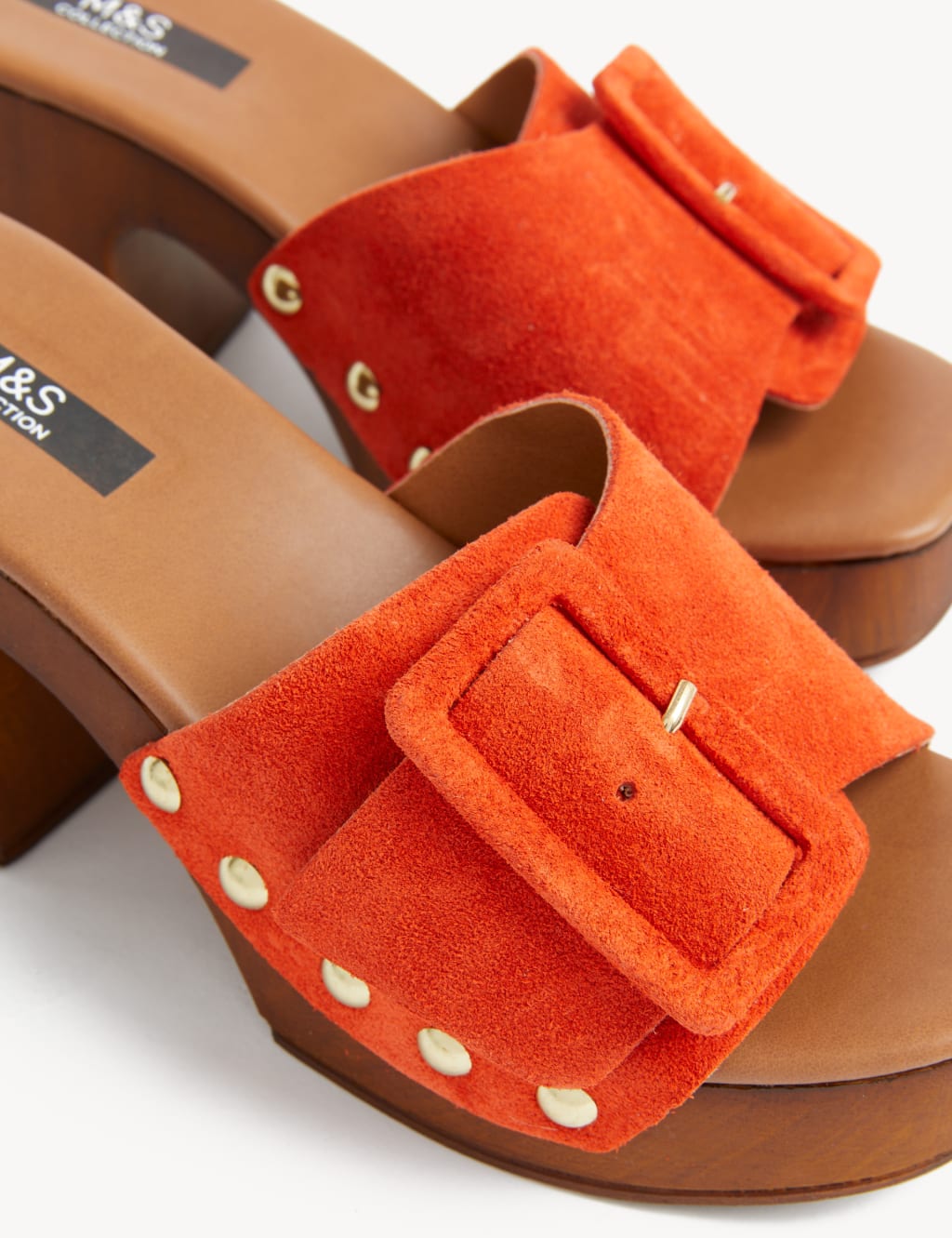 Suede Studded Buckle Clogs image 2