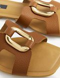 Leather Ring Detail Flat Sliders