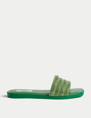 

Womens M&S Collection Sparkle Flat Mules - Bright Green, Bright Green