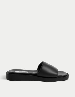

Womens M&S Collection Leather Flat Sliders - Black, Black