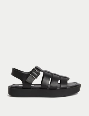 Black leather flatforms new arrivals