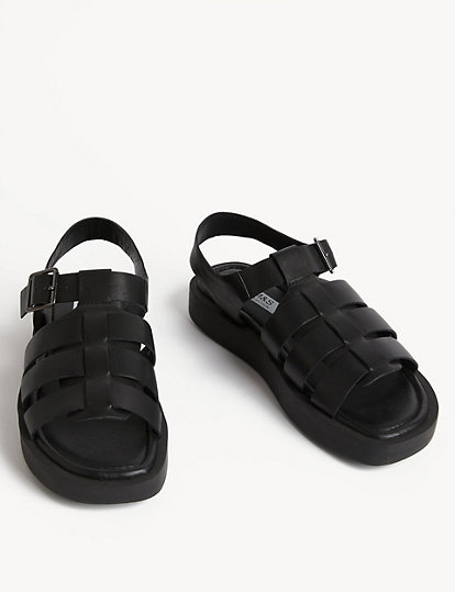 Leather Flatform Sandals