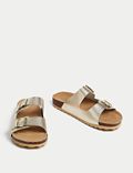 Leather Buckle Footbed Mules