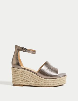 Wide Fit Ankle Strap Wedge Espadrilles - CA