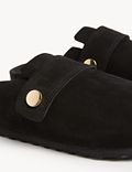 Suede Studded Flat Clogs