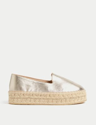 Metallic espadrilles van leer dikke zool | M&S NL