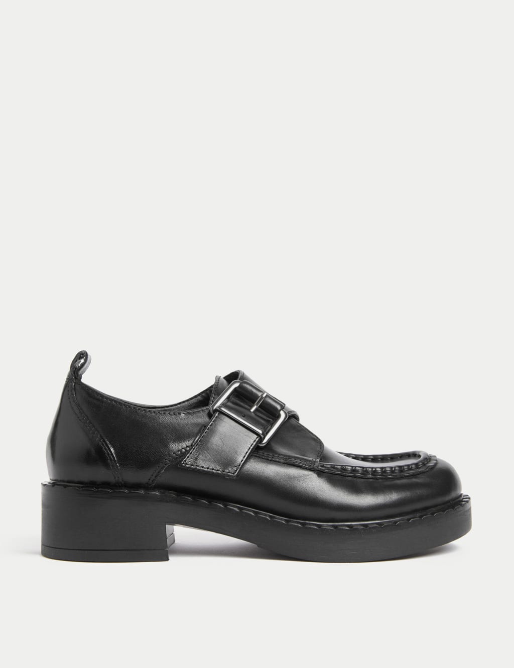 Leather Buckle Block Heel Brogues image 1