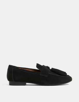 Suede Tassel Flat Loafers