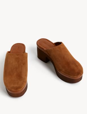 Suede Block Heel Clogs