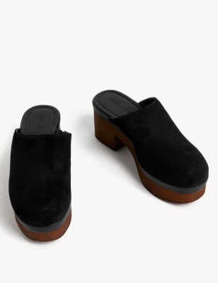 Suede Block Heel Clogs